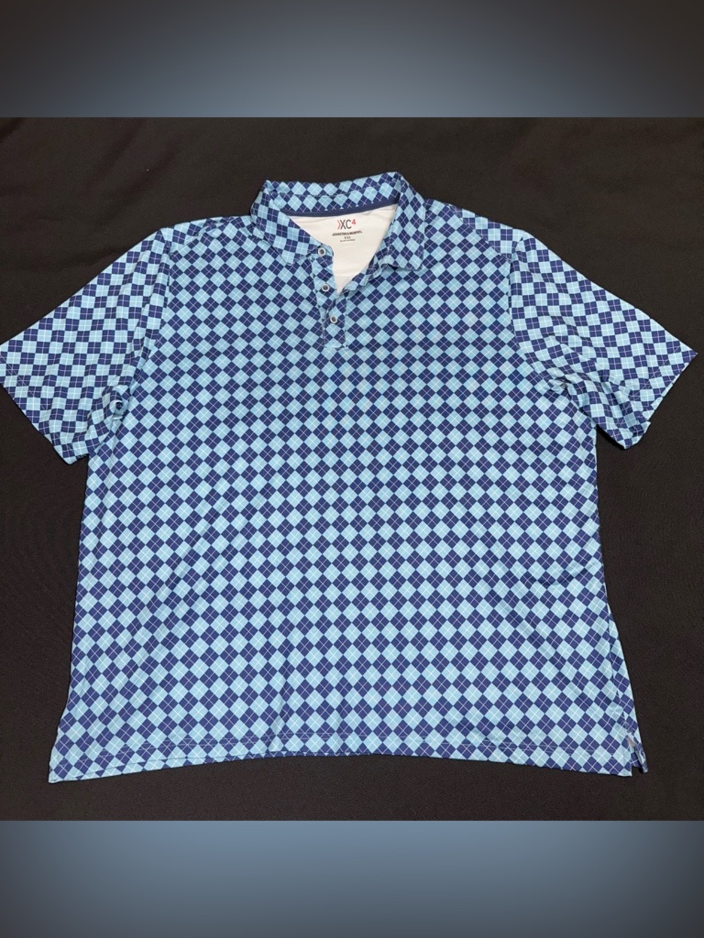 Johnston & Murphy XC4 golf polo Men’s XXL Blue argyle Check shirt